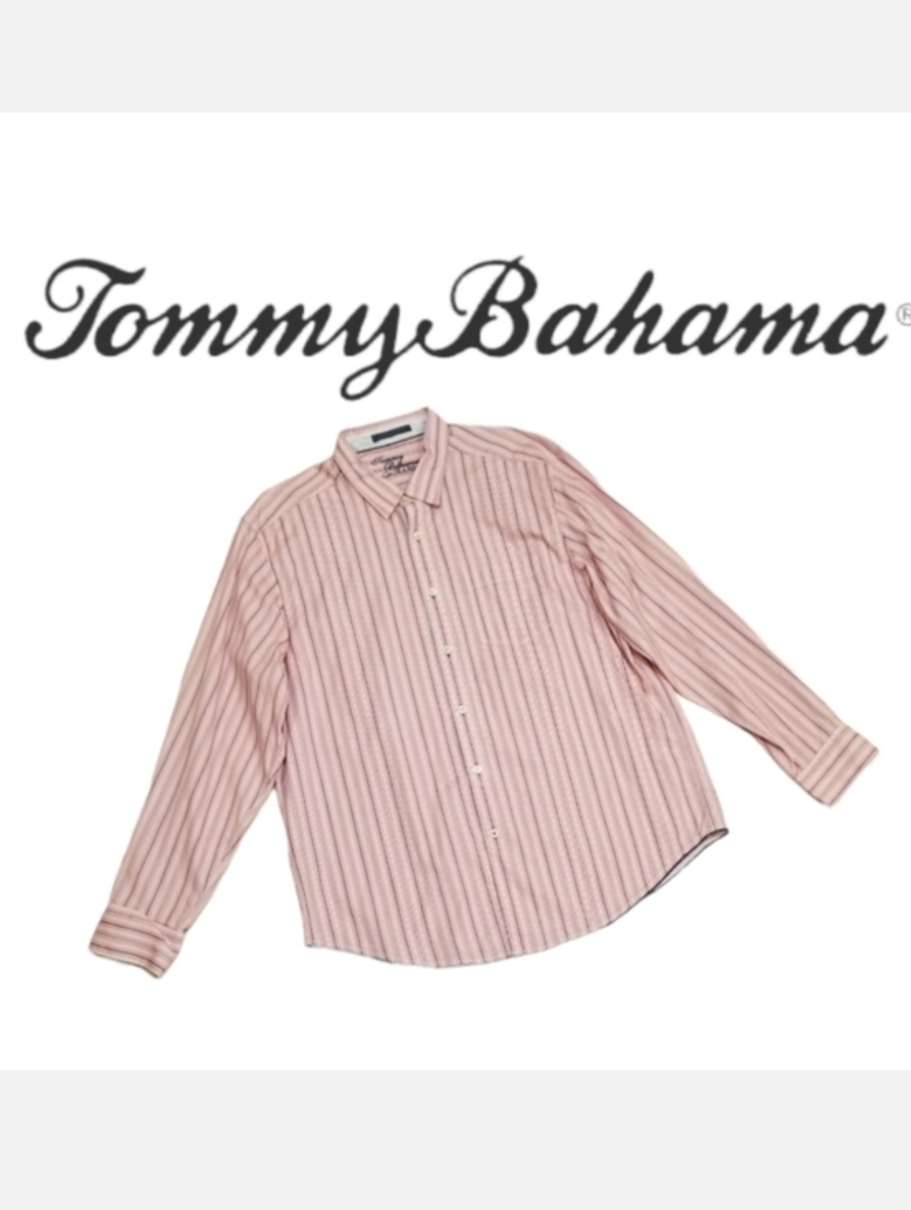 Tommy Bahama Buttondown Shirt Pink/Blue Stripe 100% Cotton XL Classiccore